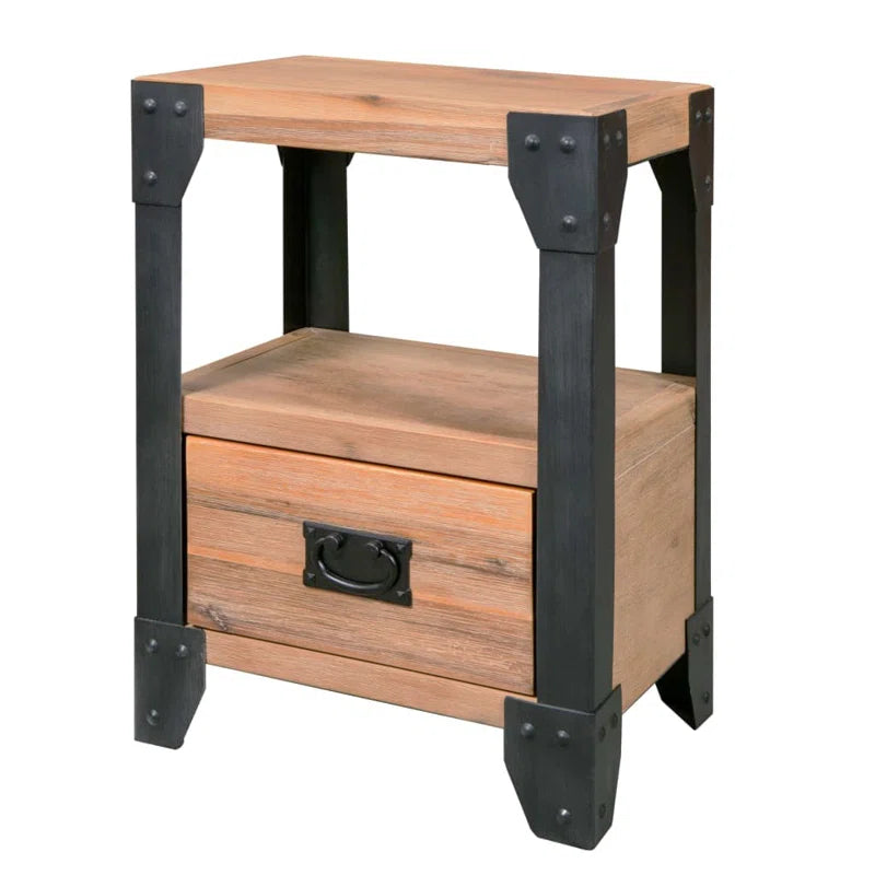 Wren  Nightstands 2 Pcs Solid Acacia Wood Steel 40X30x54 Cm
