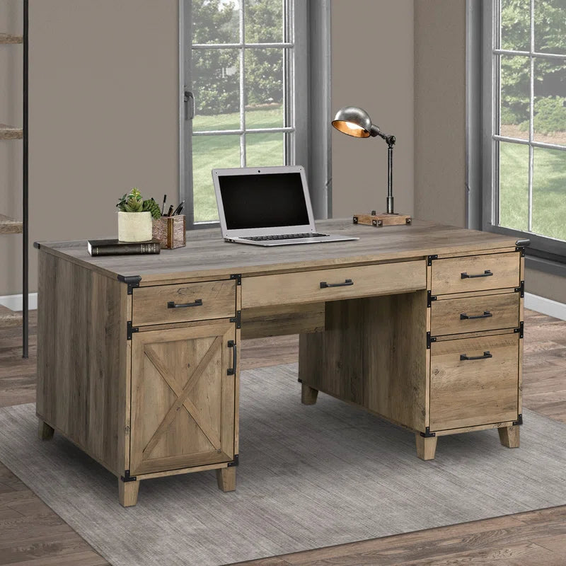 59'' Farmhouse Executive Desk with Drawers