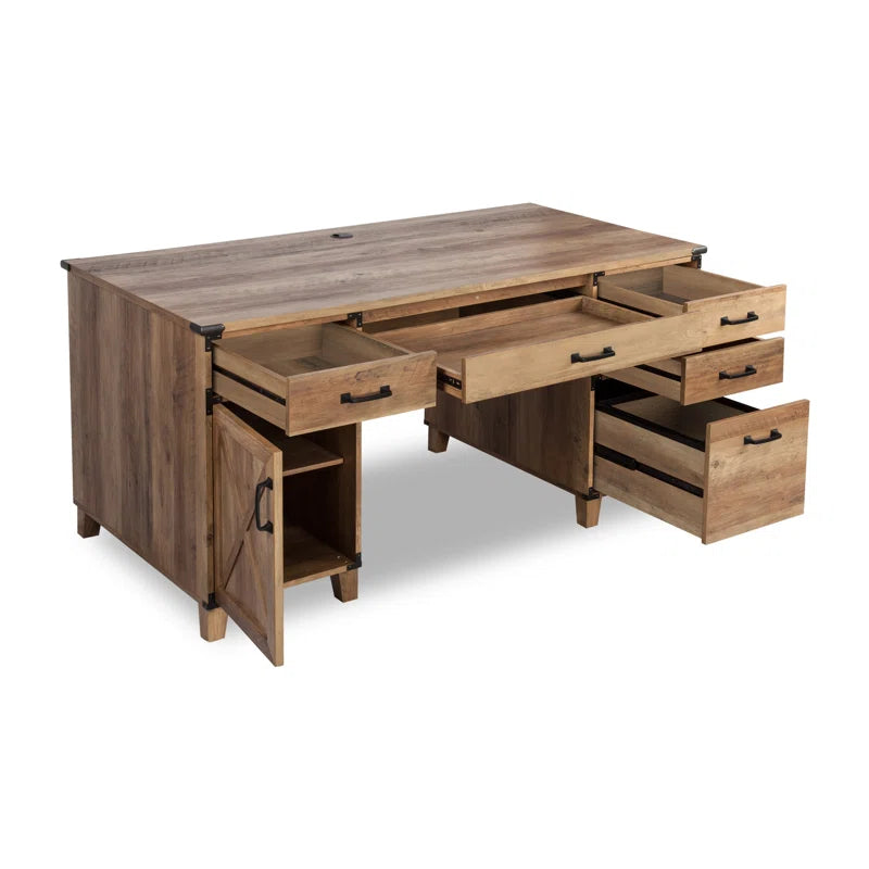 59'' Farmhouse Executive Desk with Drawers