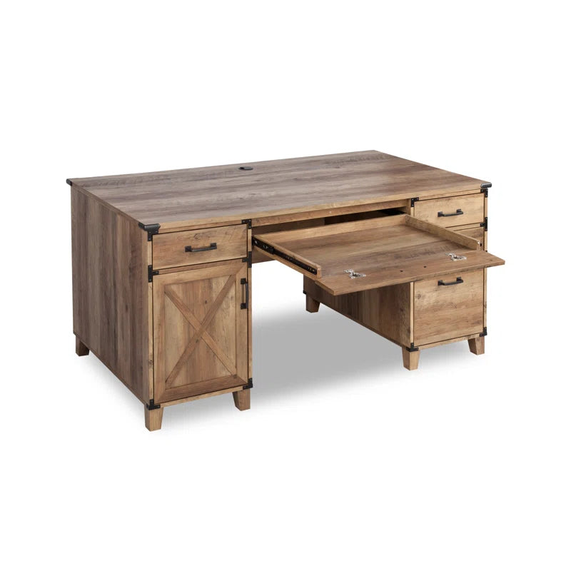 59'' Farmhouse Executive Desk with Drawers