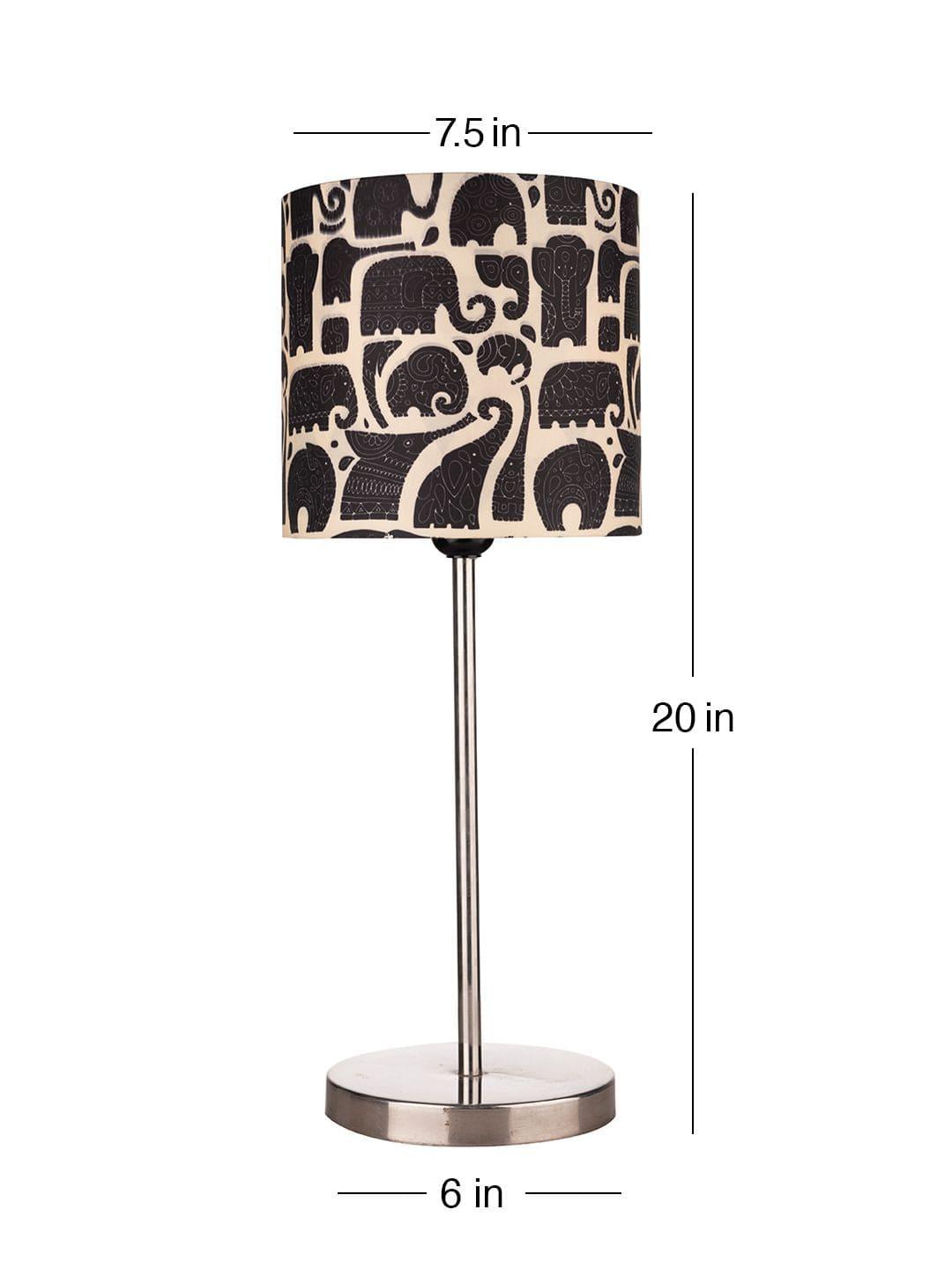 Metal Chrome Finish Lamp with Multicolor Black Elephant Shade - Ouch Cart 