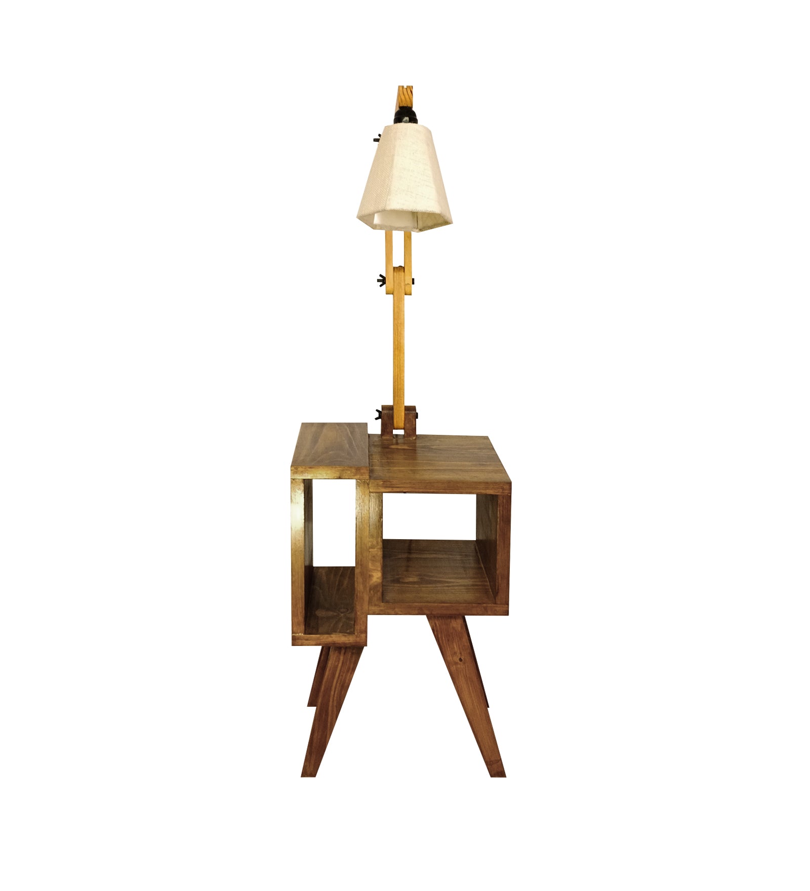 Noel Wooden Floor Lamp with Brown Base and Jute Fabric Lampshade (BULB NOT INCLUDED)