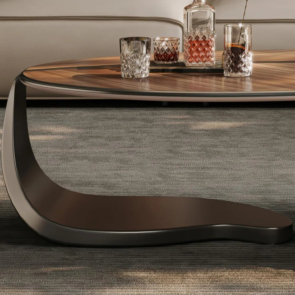 Modern Walnut Coffee Table with Storage Drawer & Iron Legs – Contemporary Living Room Center Table