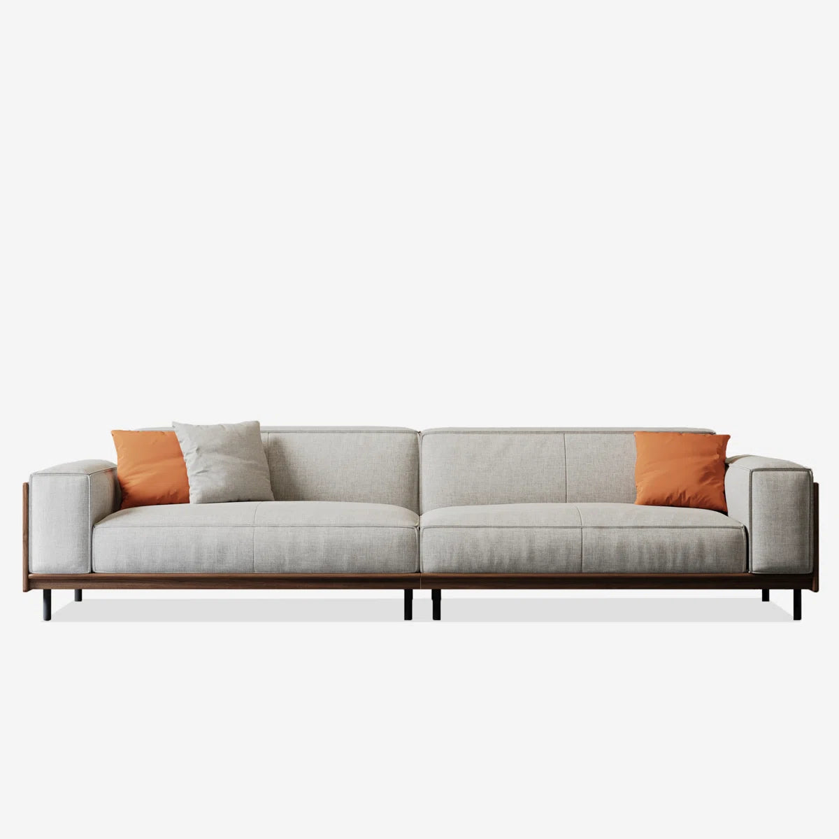 Mid-Century Modern 3-Seater Sofa | Upholstered Fabric Couch with Solid Wood Frame & Deep Seating | Luxury Living Room Sofa