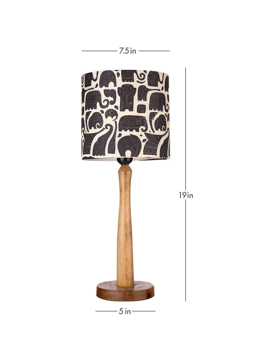 Wooden Brown Table Lamp with Black Elephant Shade - Ouch Cart 