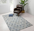 Steel Blue Wool Vector 5x8 Feet  Hand-Tufted Carpet - Rug
