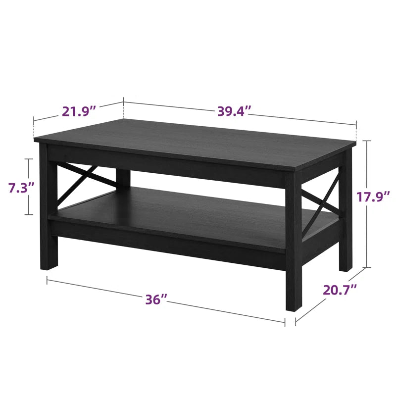 Rectangular Coffee Table with Storage For Living Room