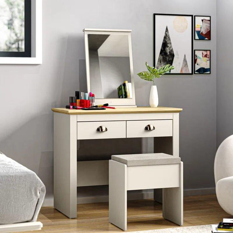 JBLCC Vanity Desk with Mirror, Makeup Vanity with Storage Drawer, White Vanity Set Dressing Table for Bedroom - Ouch Cart 