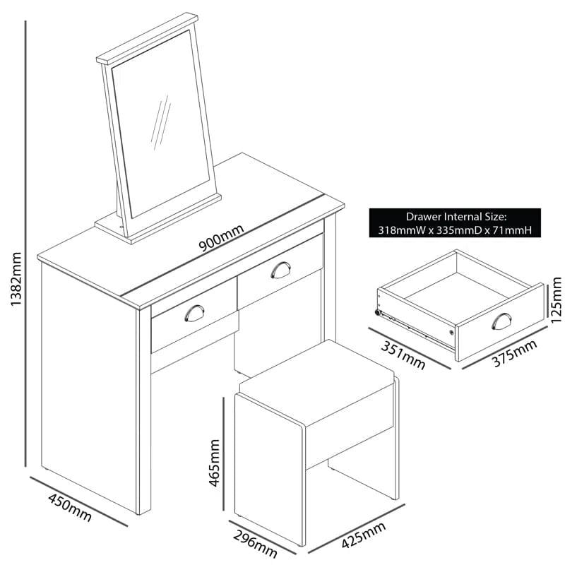 JBLCC Vanity Desk with Mirror, Makeup Vanity with Storage Drawer, White Vanity Set Dressing Table for Bedroom - Ouch Cart 