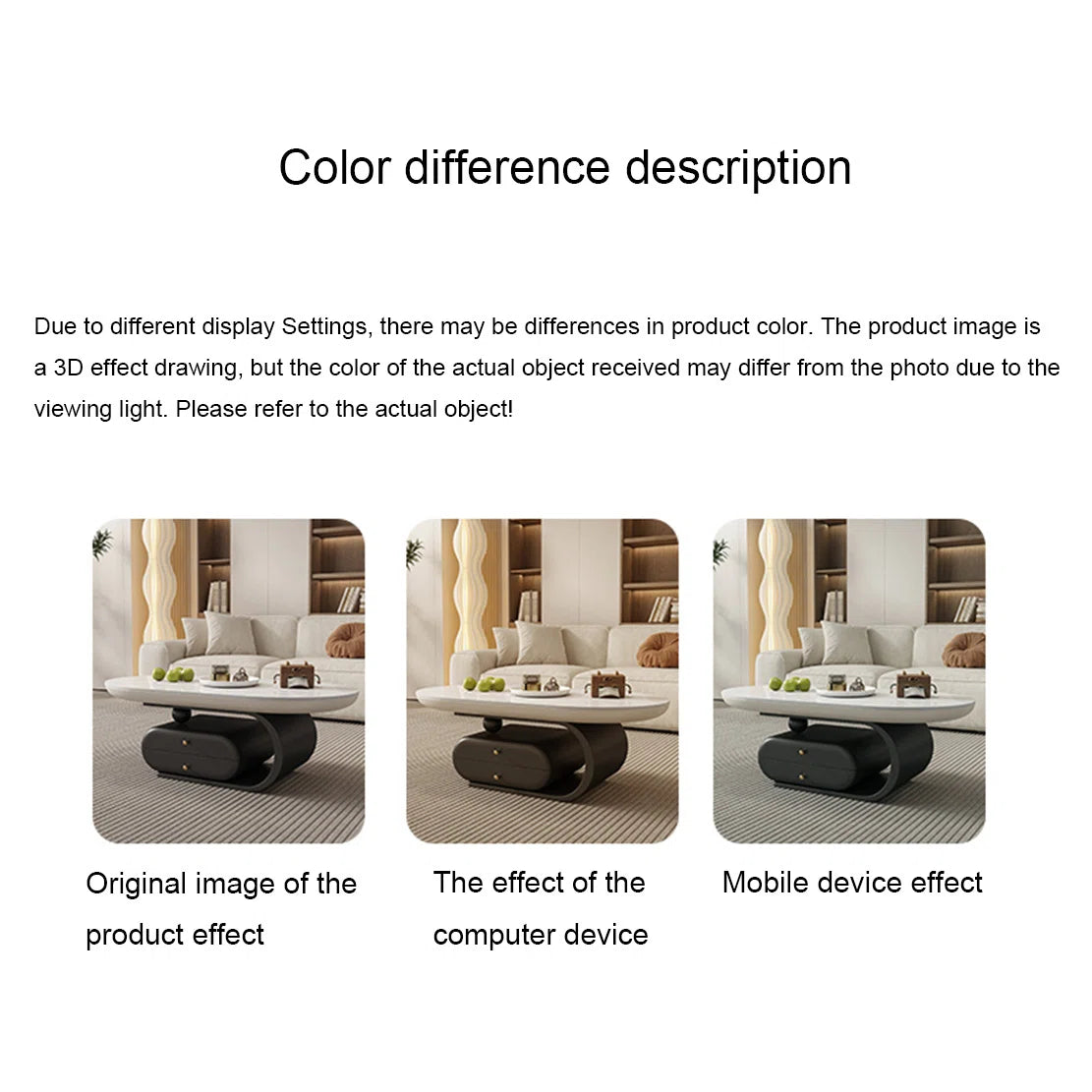 Rock Plate Coffee Table with Double Drawers – Modern Durable Center Table with Iron Base & Rounded Edges