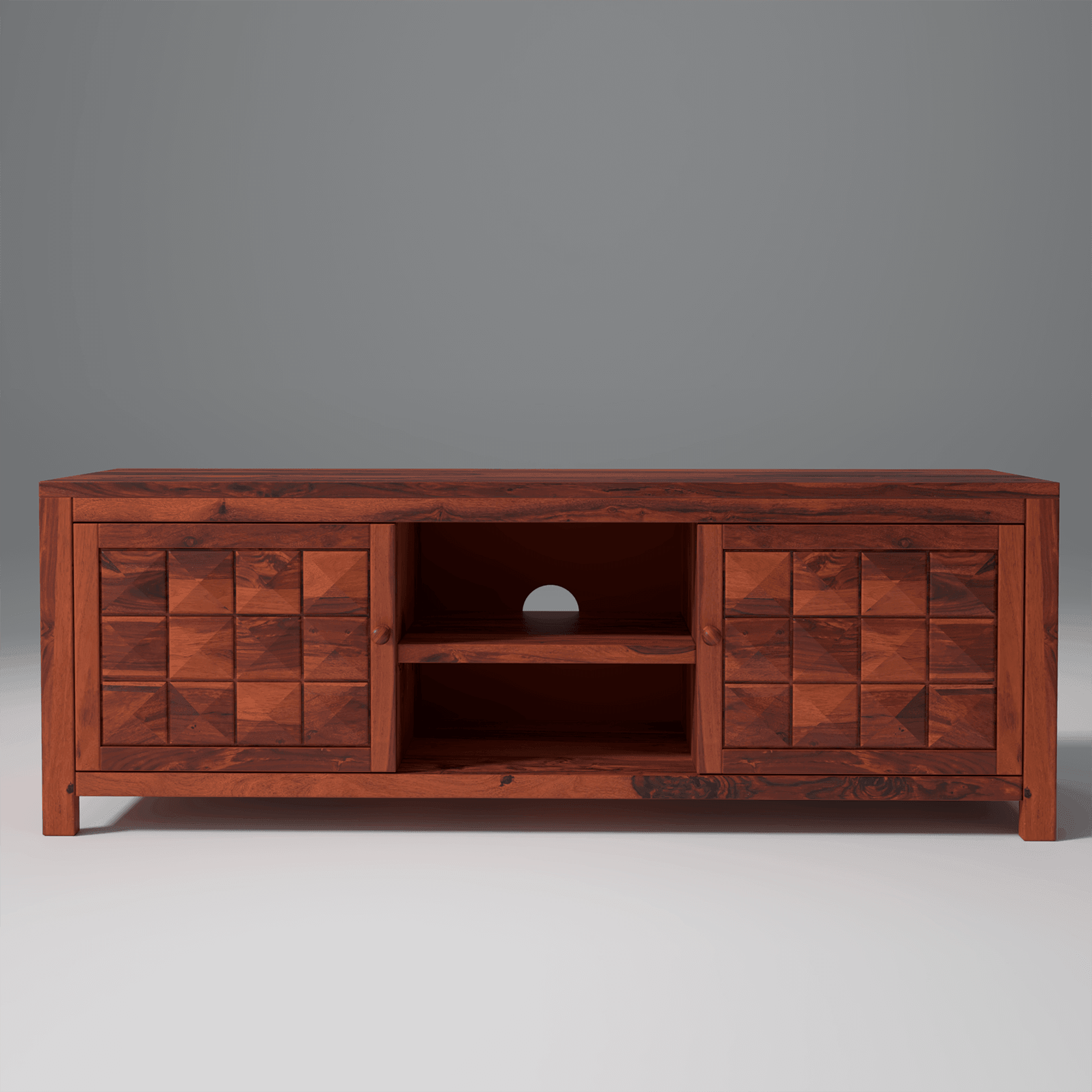 Alpha Sheesham Wood TV Unit In Light Honey