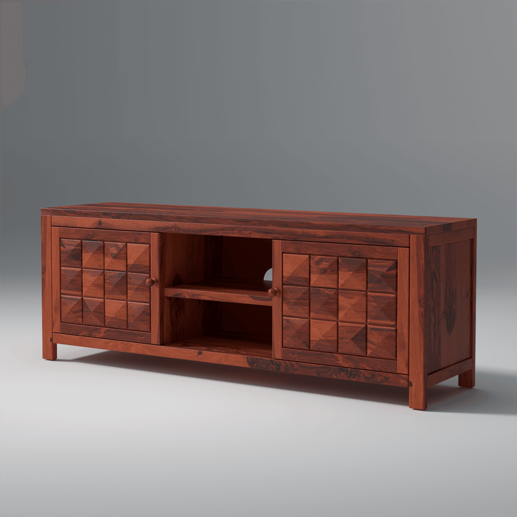 Alpha Sheesham Wood TV Unit In Light Honey