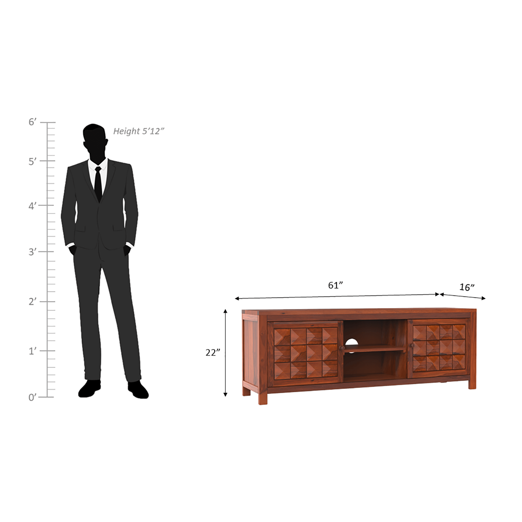 Alpha Sheesham Wood TV Unit In Light Honey