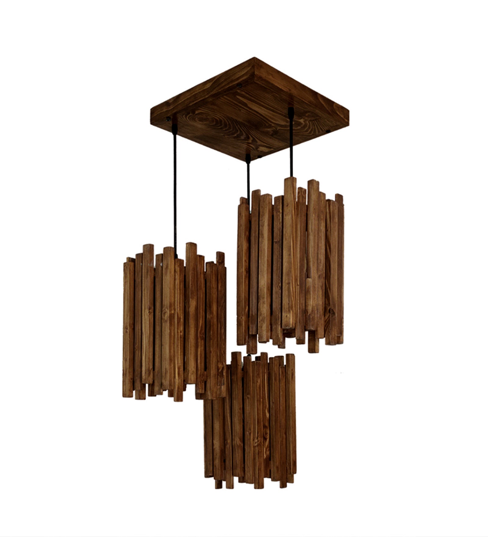 Palisade Brown Wooden Cluster Hanging Lamp (BULB NOT INCLUDED)