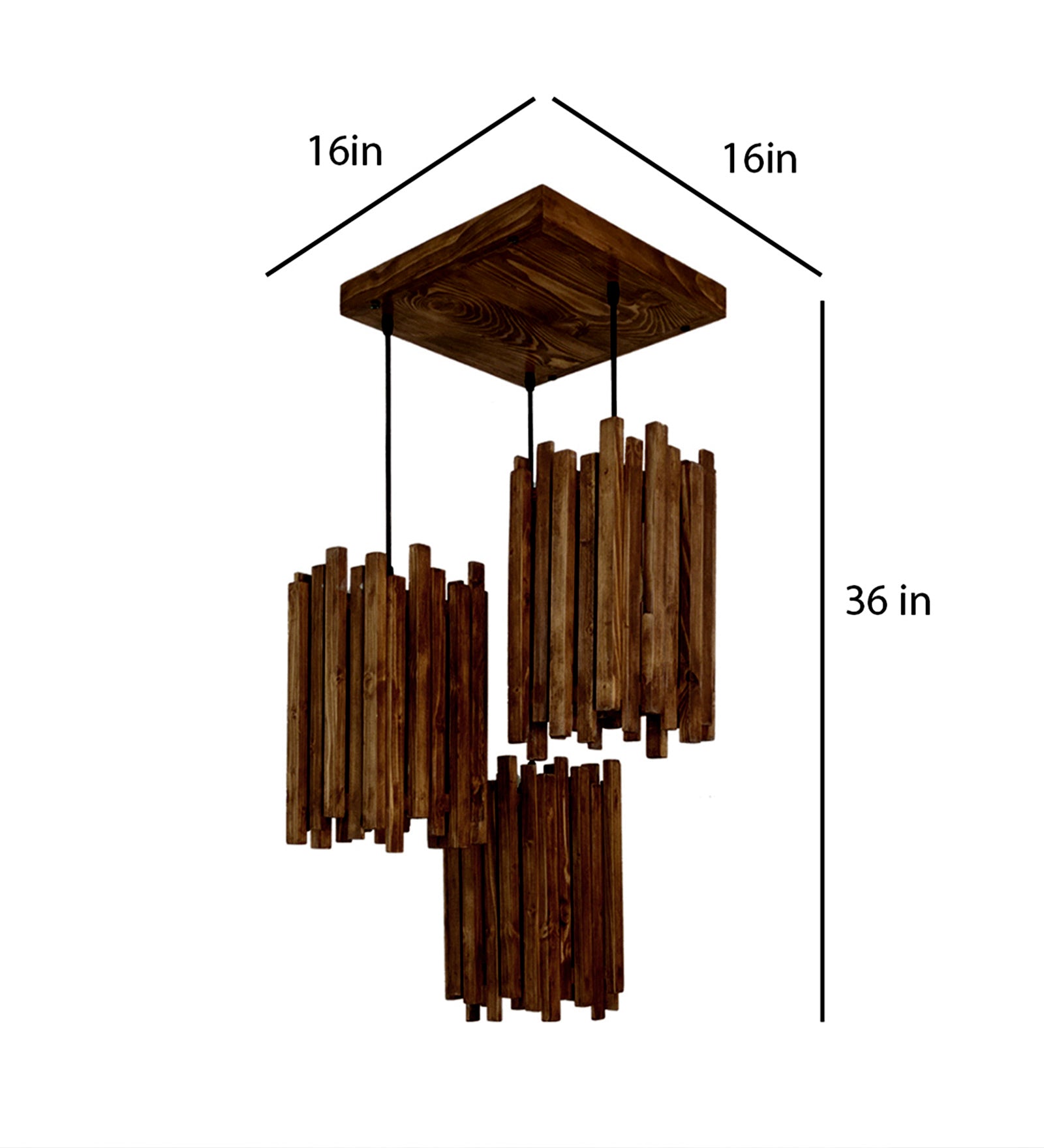 Palisade Brown Wooden Cluster Hanging Lamp (BULB NOT INCLUDED)