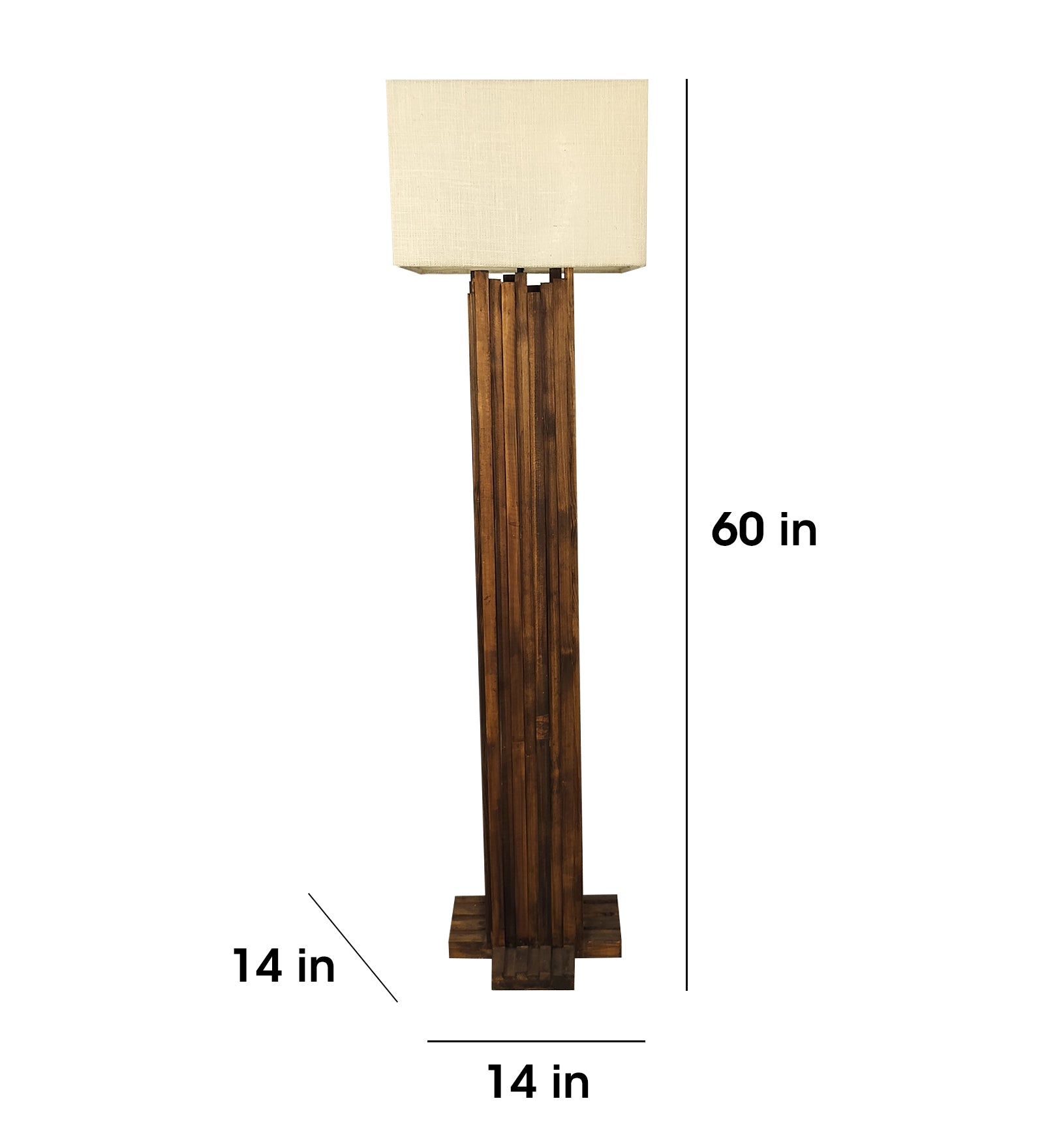 Palisade Wooden Floor Lamp with Premium Beige Fabric Lampshade (BULB NOT INCLUDED)