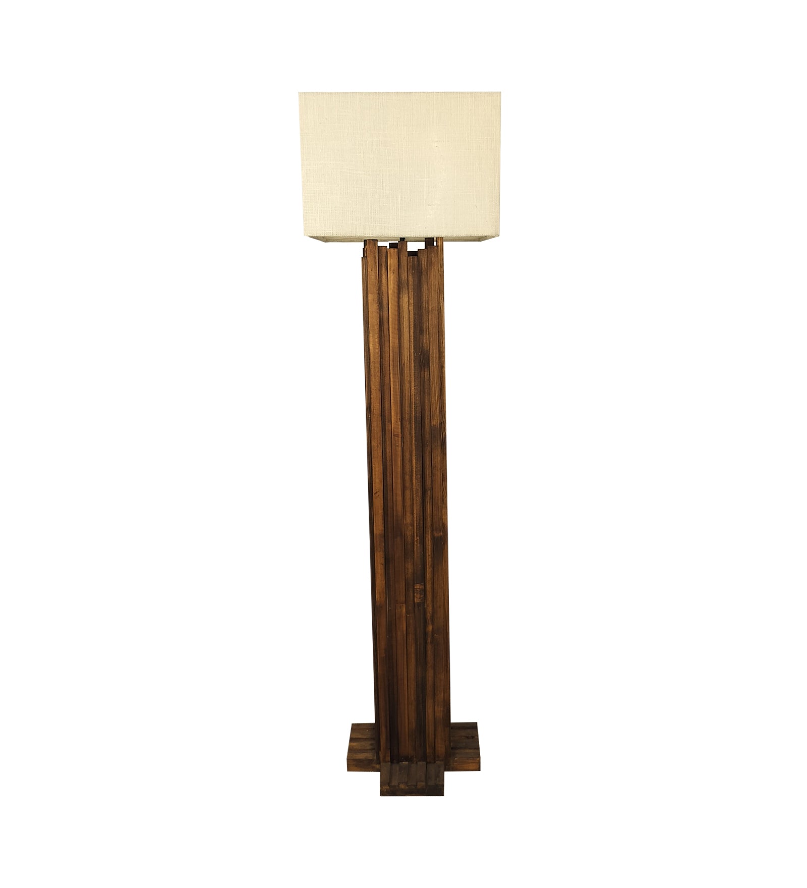 Palisade Wooden Floor Lamp with Premium Beige Fabric Lampshade (BULB NOT INCLUDED)