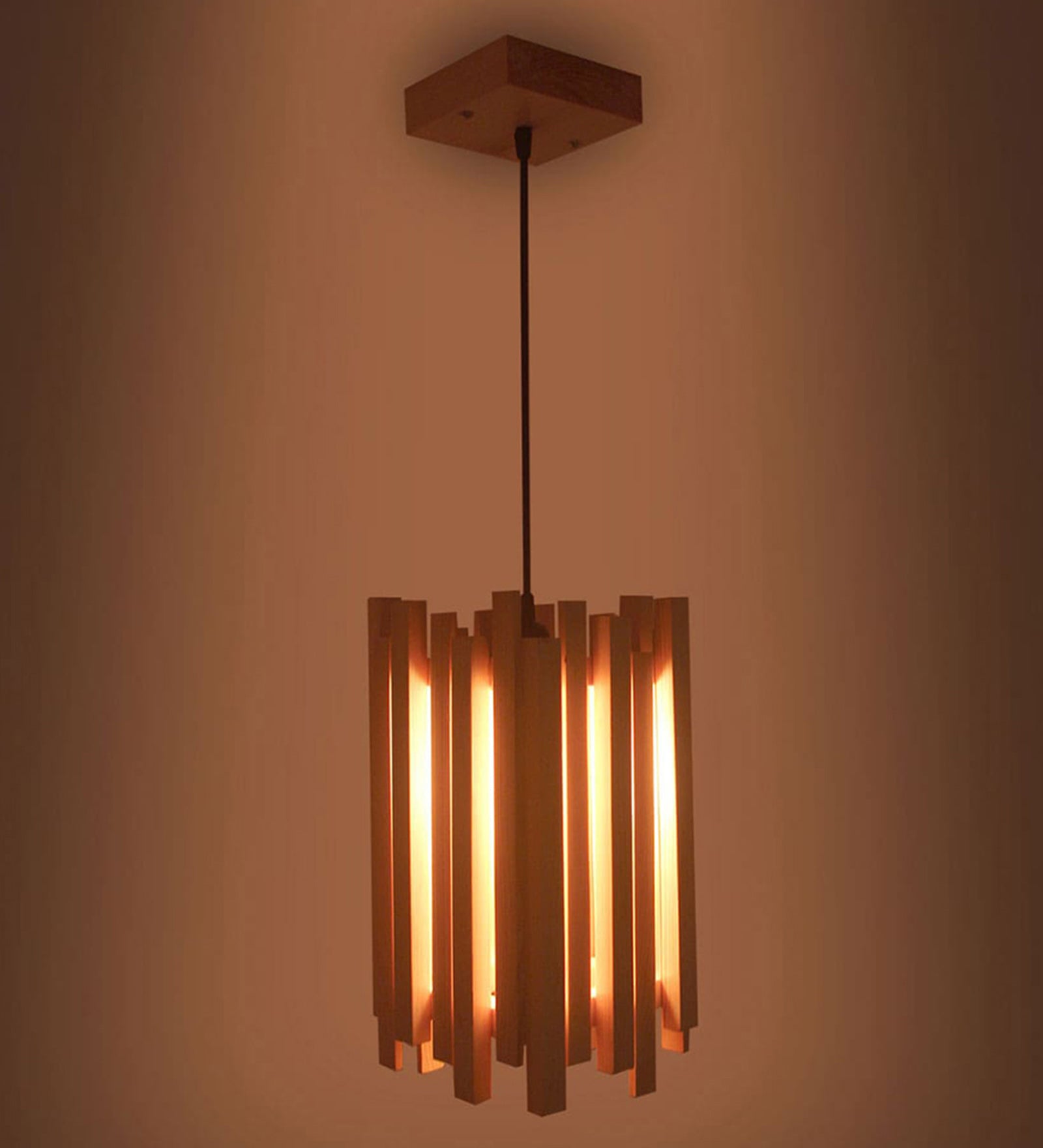 Palisade Beige Wooden Single Hanging Lamp (BULB NOT INCLUDED)