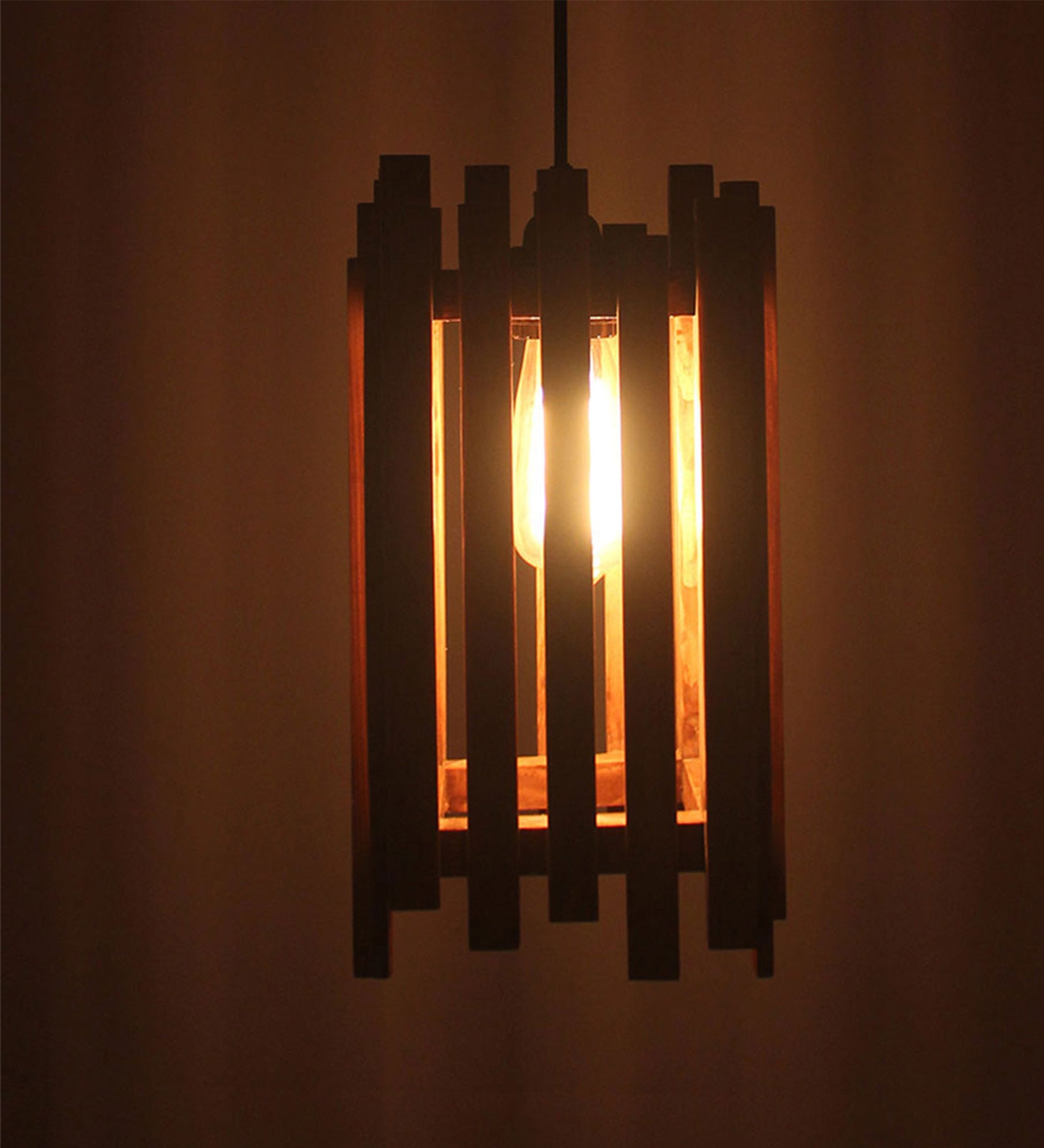 Palisade Brown Wooden Single Hanging Lamp (BULB NOT INCLUDED)