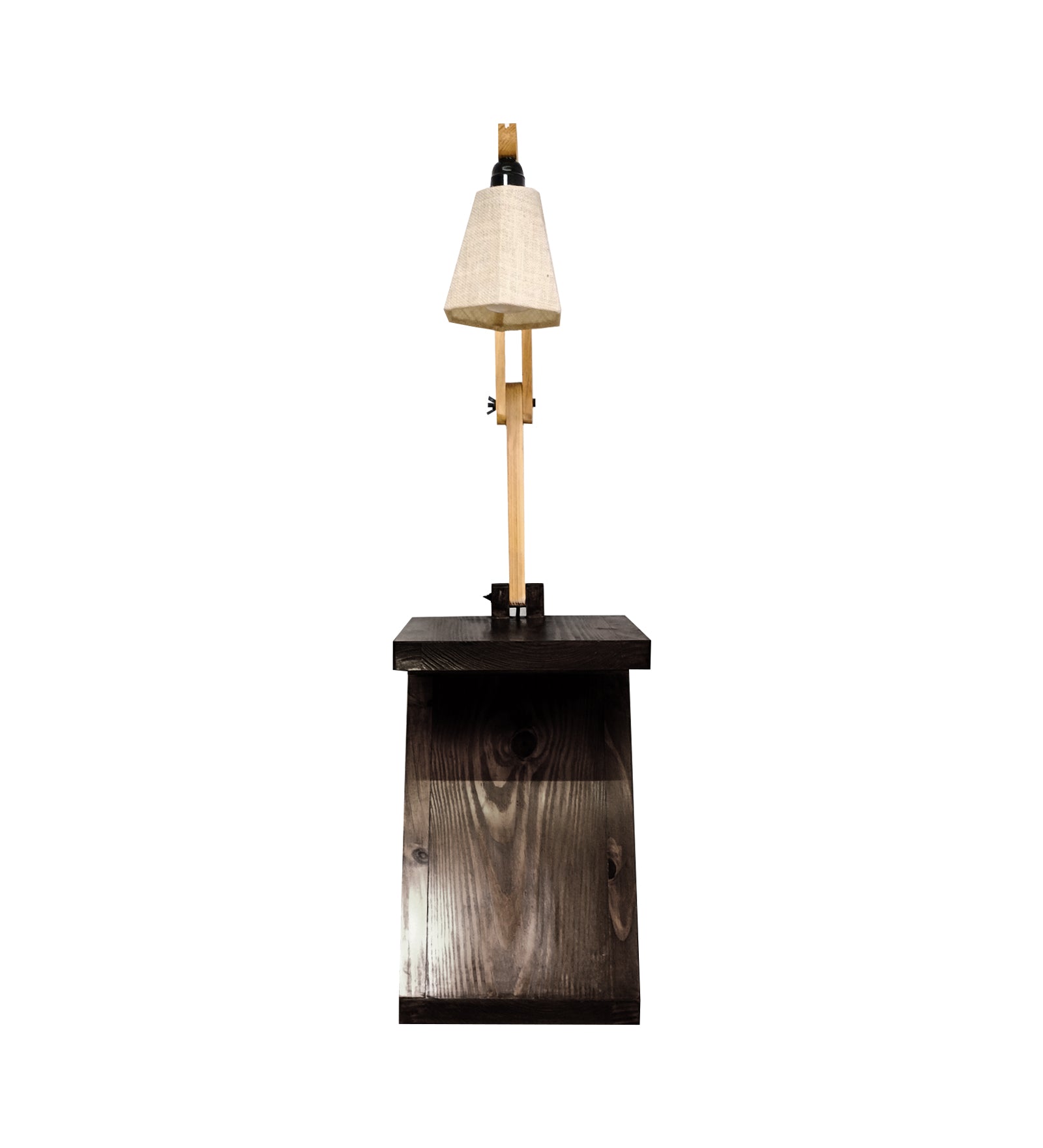 Patrice Wooden Floor Lamp with Brown Base and Jute Fabric Lampshade (BULB NOT INCLUDED)