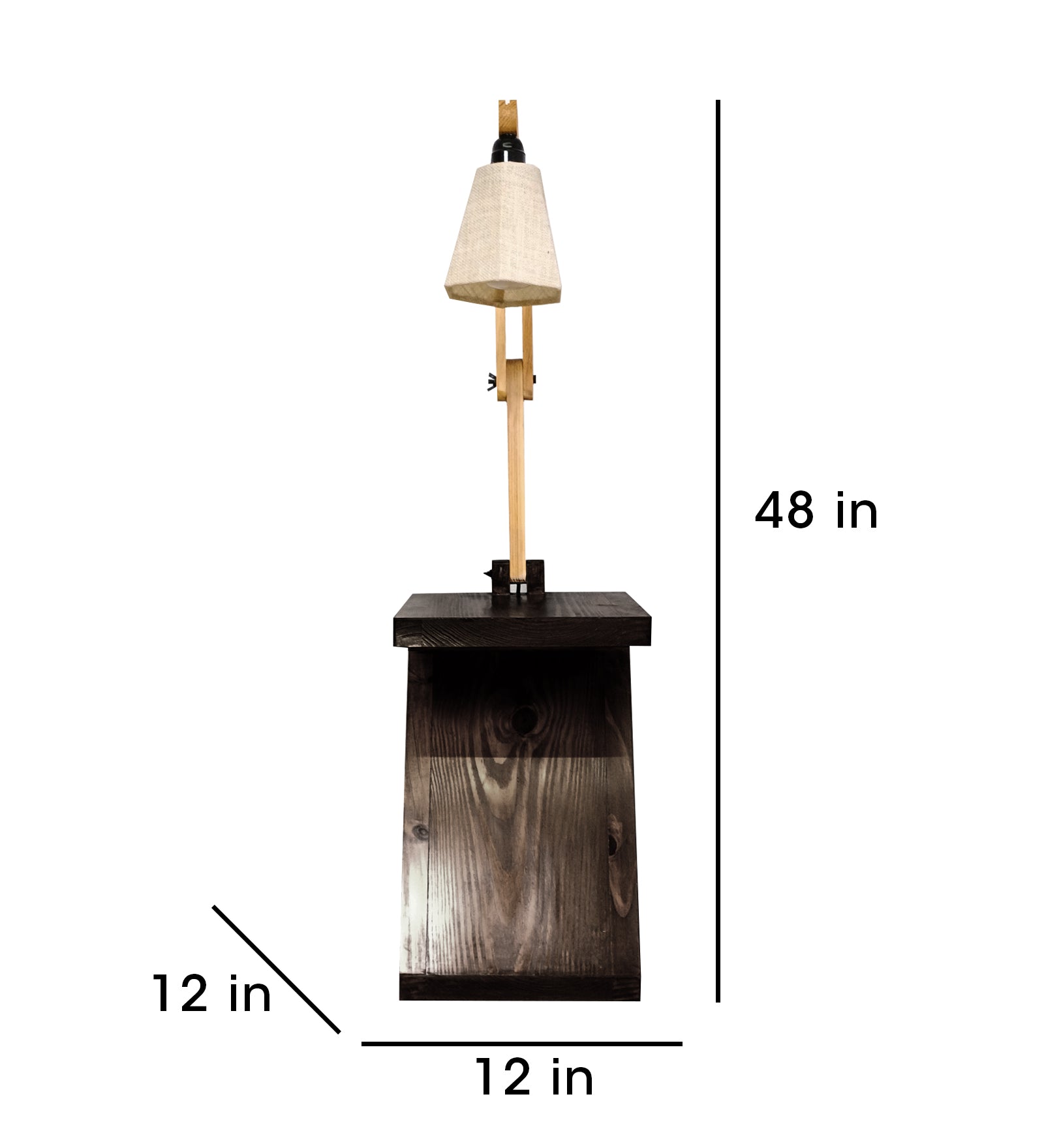 Patrice Wooden Floor Lamp with Brown Base and Jute Fabric Lampshade (BULB NOT INCLUDED)