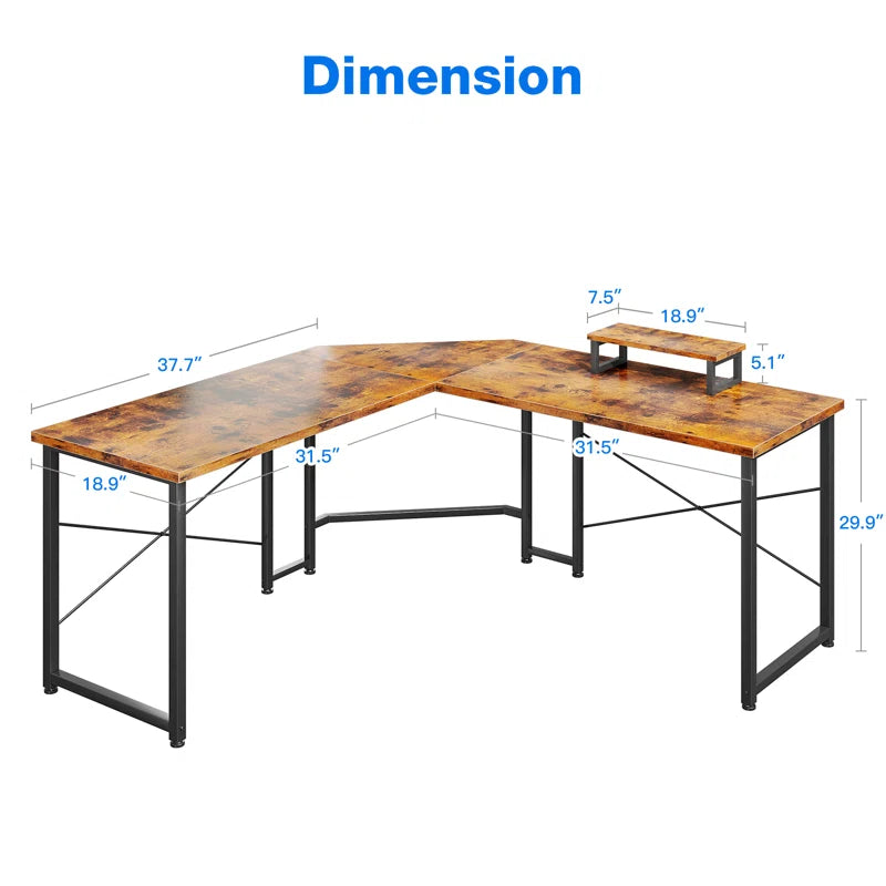 L-Shaped Metal Base Computer Desk