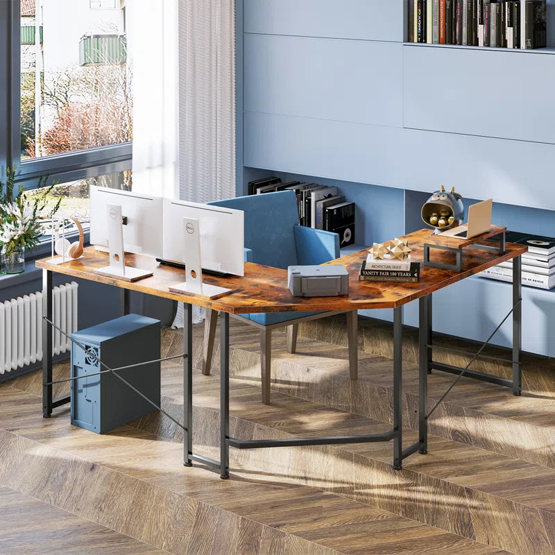 L-Shaped Metal Base Computer Desk