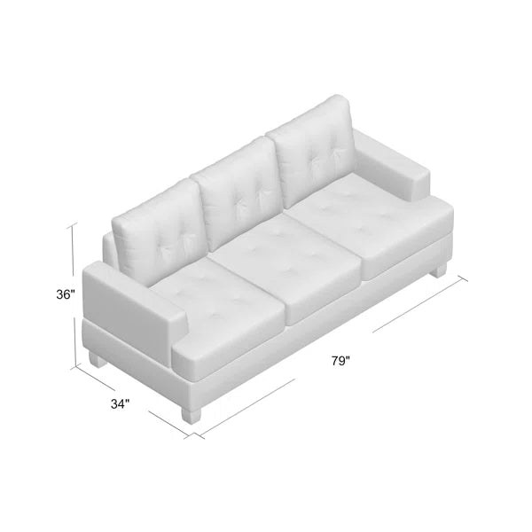 Contemporary Faux Leather Sofa – 3-Seater