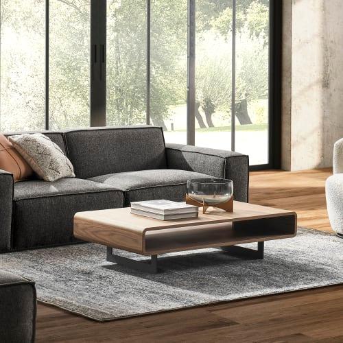 Peri Walnut Veneer with Engineered Wood Coffee Table - Ouch Cart 