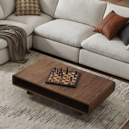 Peri Walnut Veneer with Engineered Wood Coffee Table - Ouch Cart 
