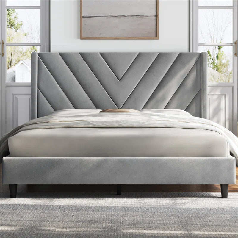 Permelia Upholstered Wingback Bed