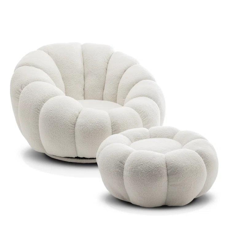 Perse Upholstered Swivel Accent Chair with Footstool