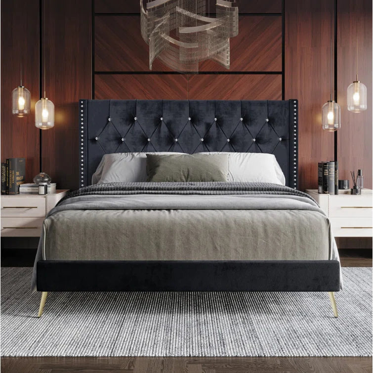 Petersfield Upholstered Wingback Bed