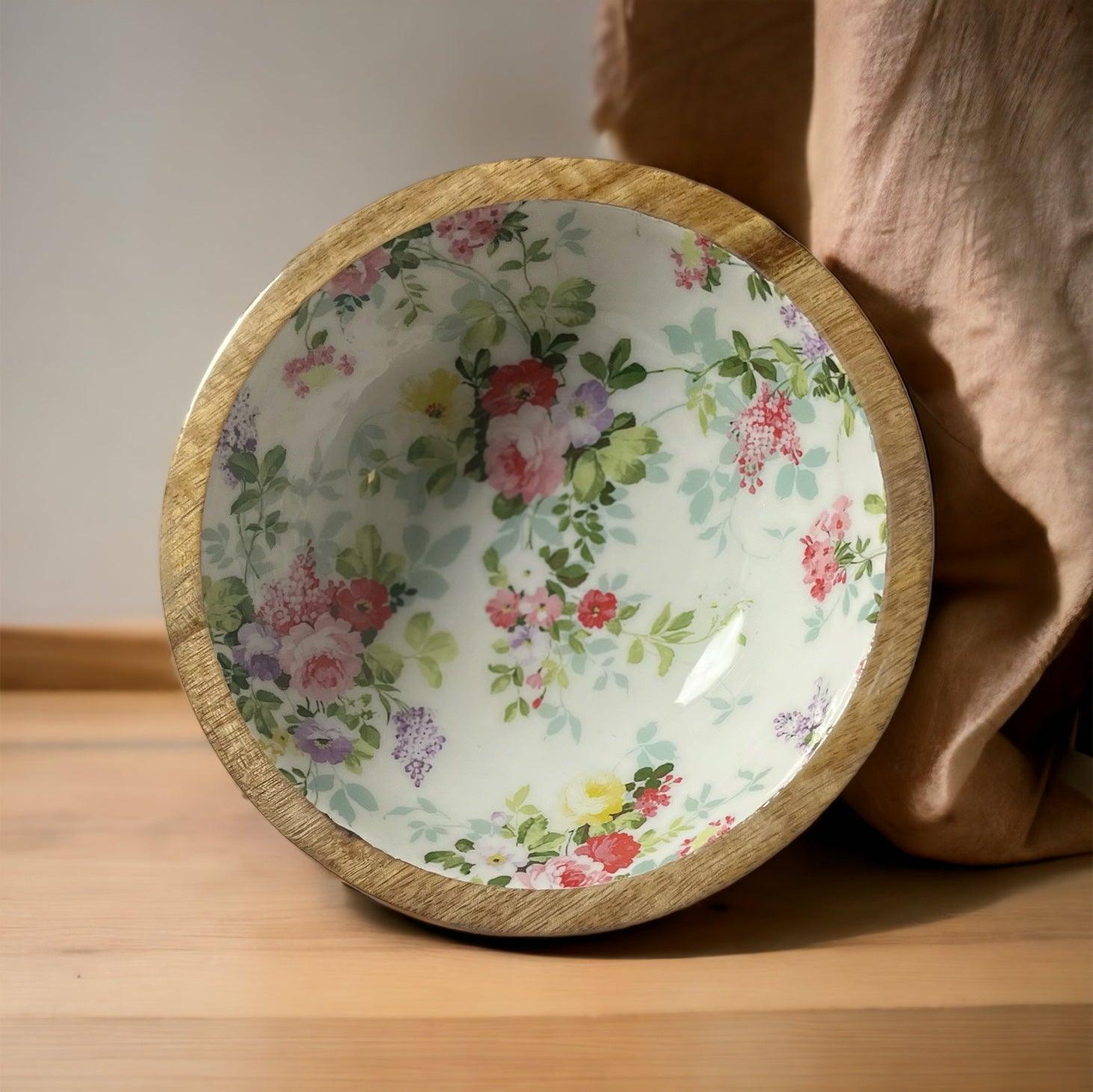 ACACIA FOOTED ROUND  BOWL  SAT OF 2 WOOD BOWL