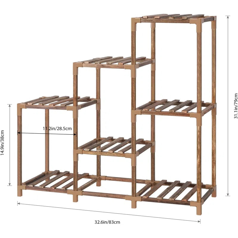 11-Shelf Eucalyptus Wood Multi-Tiered Plant Stand