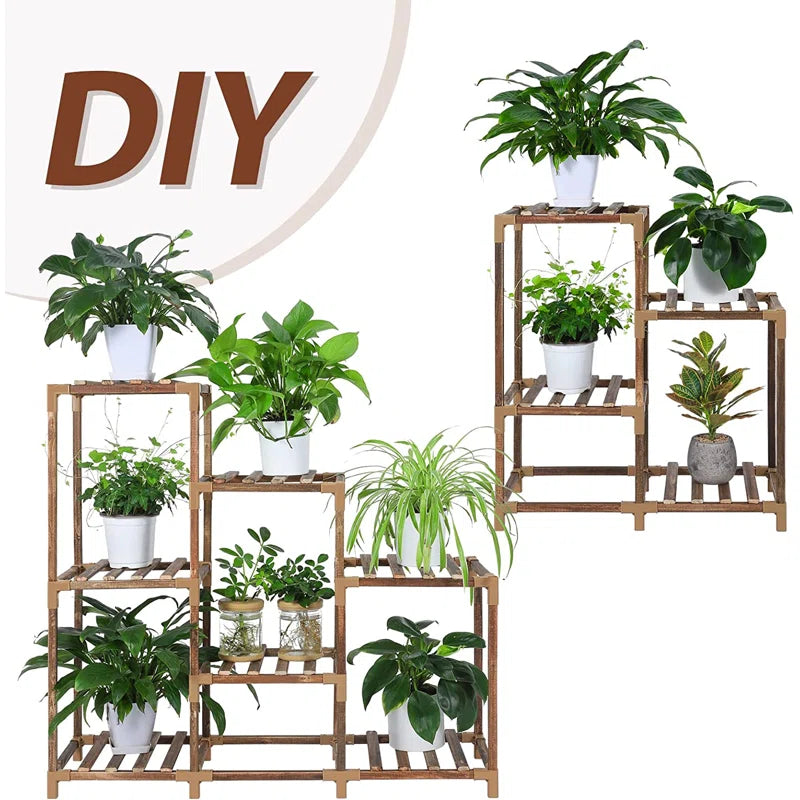 11-Shelf Eucalyptus Wood Multi-Tiered Plant Stand