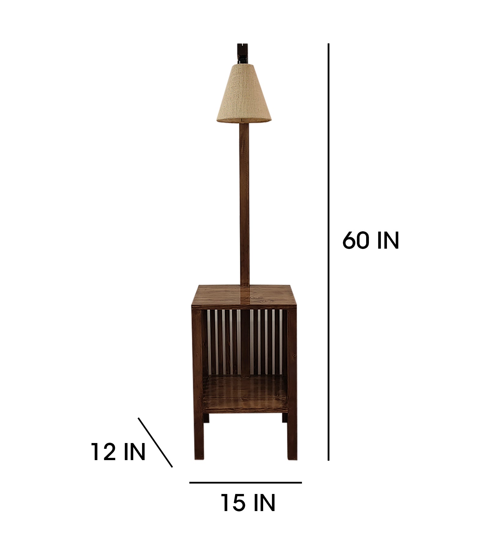 Prominence Wood and Metal Floor Lamp with White Fabric Lampshade (BULB NOT INCLUDED)