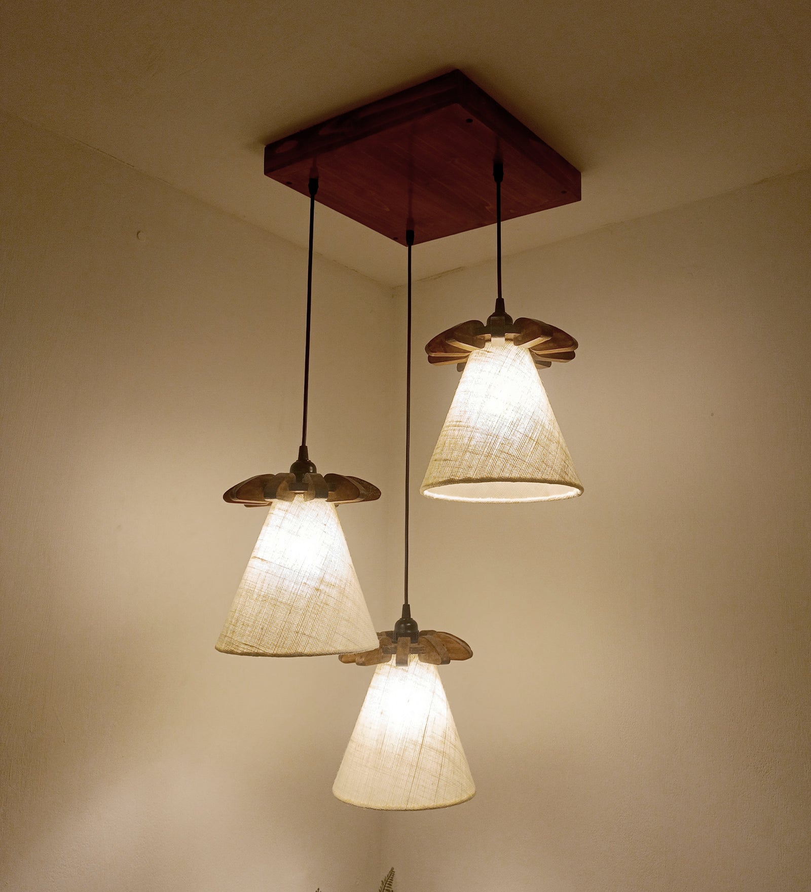 Propel Brown Wooden Cluster Hanging Lamp (BULB NOT INCLUDED)