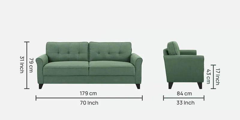 Fabric 3 Seater Sofa In Green Colour - Ouch Cart 