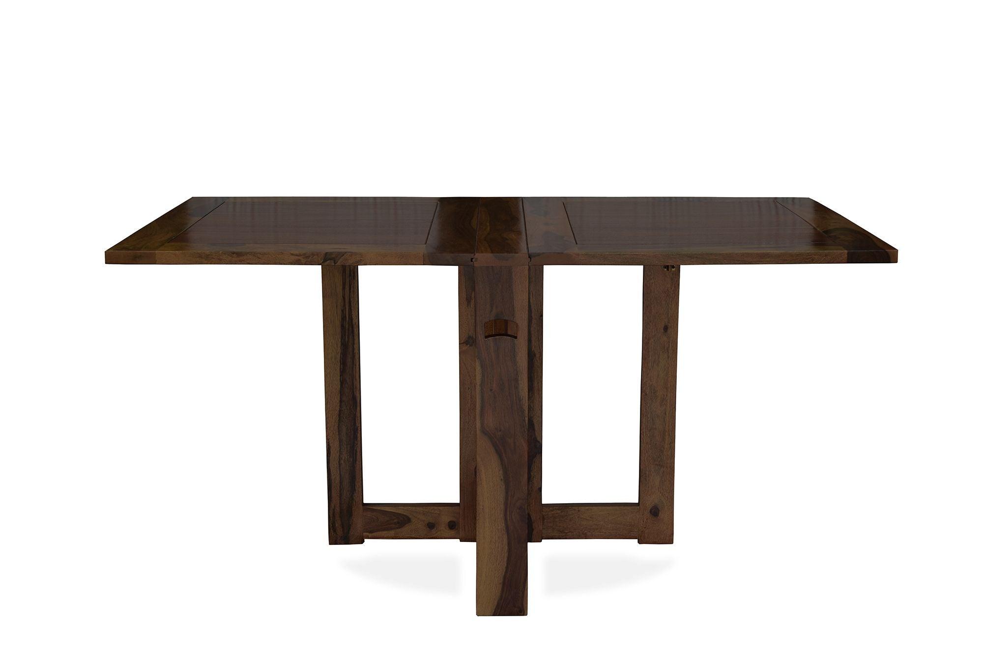 Sheesham Wood foldable dining table in walnut finish - Ouch Cart 