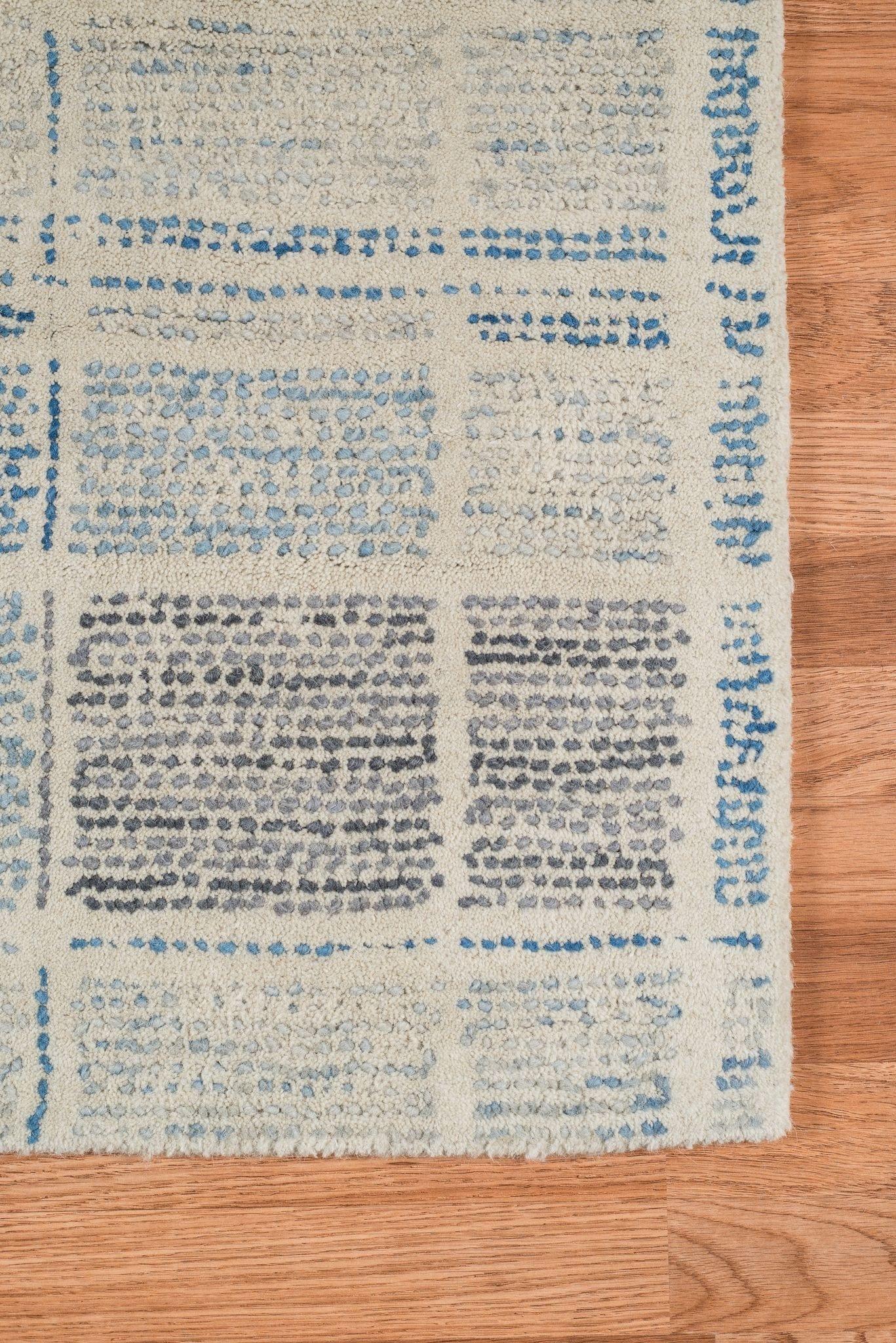 Dusk Blue Wool Vector 5x8 Feet Hand-Tufted Carpet - Rug - Ouch Cart 