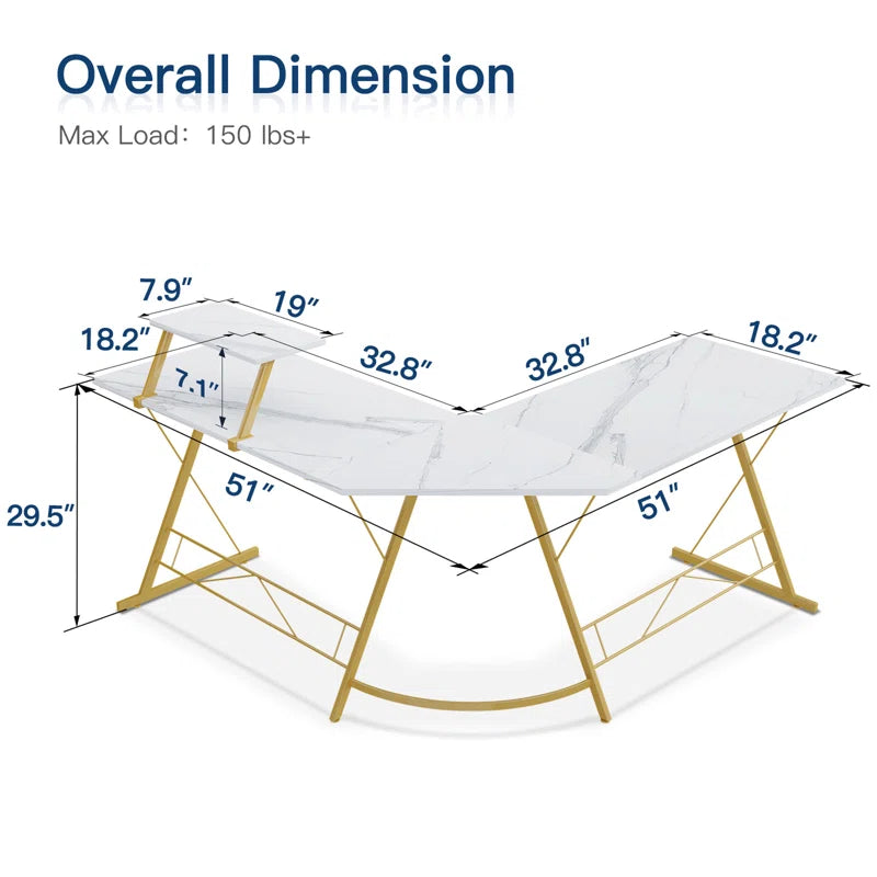 L-Shaped Metal Base Computer Desk
