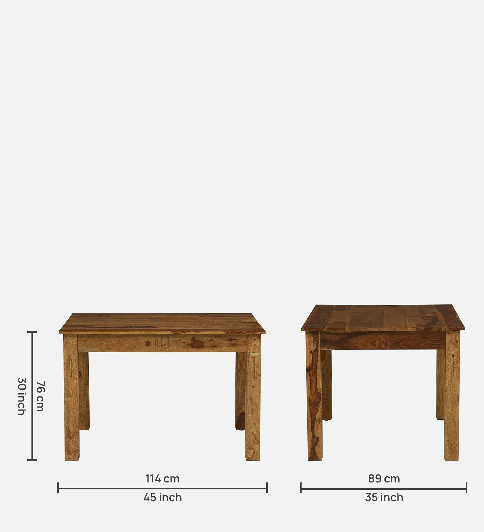 Sheesham Wood 4 Seater Dining Set In Rustic Teak Finish - Ouch Cart 