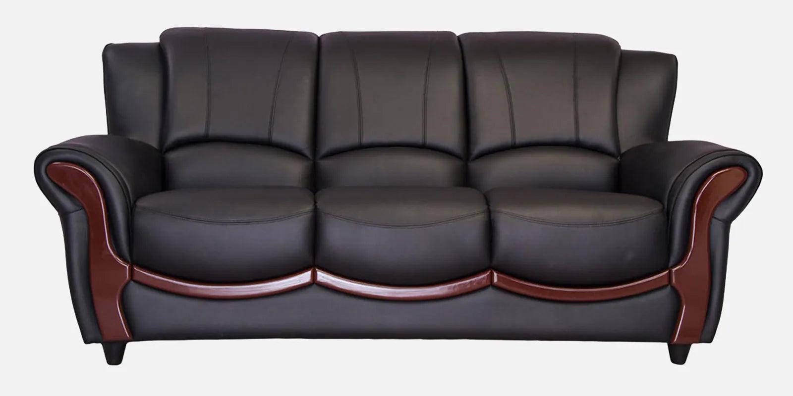 Leatherette 3 Seater Sofa in Eerie Black Colour - Ouch Cart 