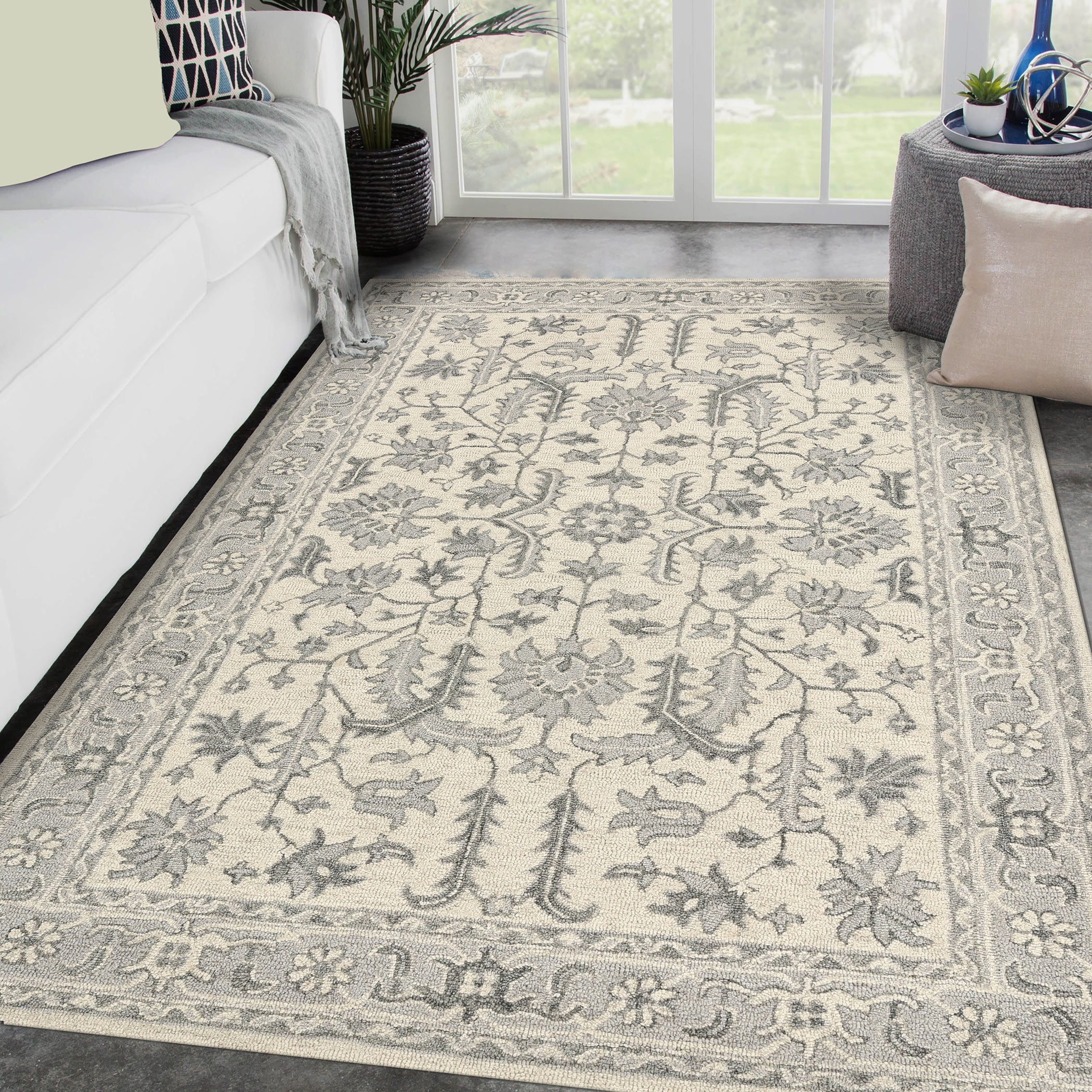 Saraswati Global Rug , Handmade Area Rug 4x6  Feet, Premium Wool, Anti-Skid & Anti Slip Backing Carpet , Ideal for Bedroom, Living Room, and Dining Room, Kids Room, Office,.