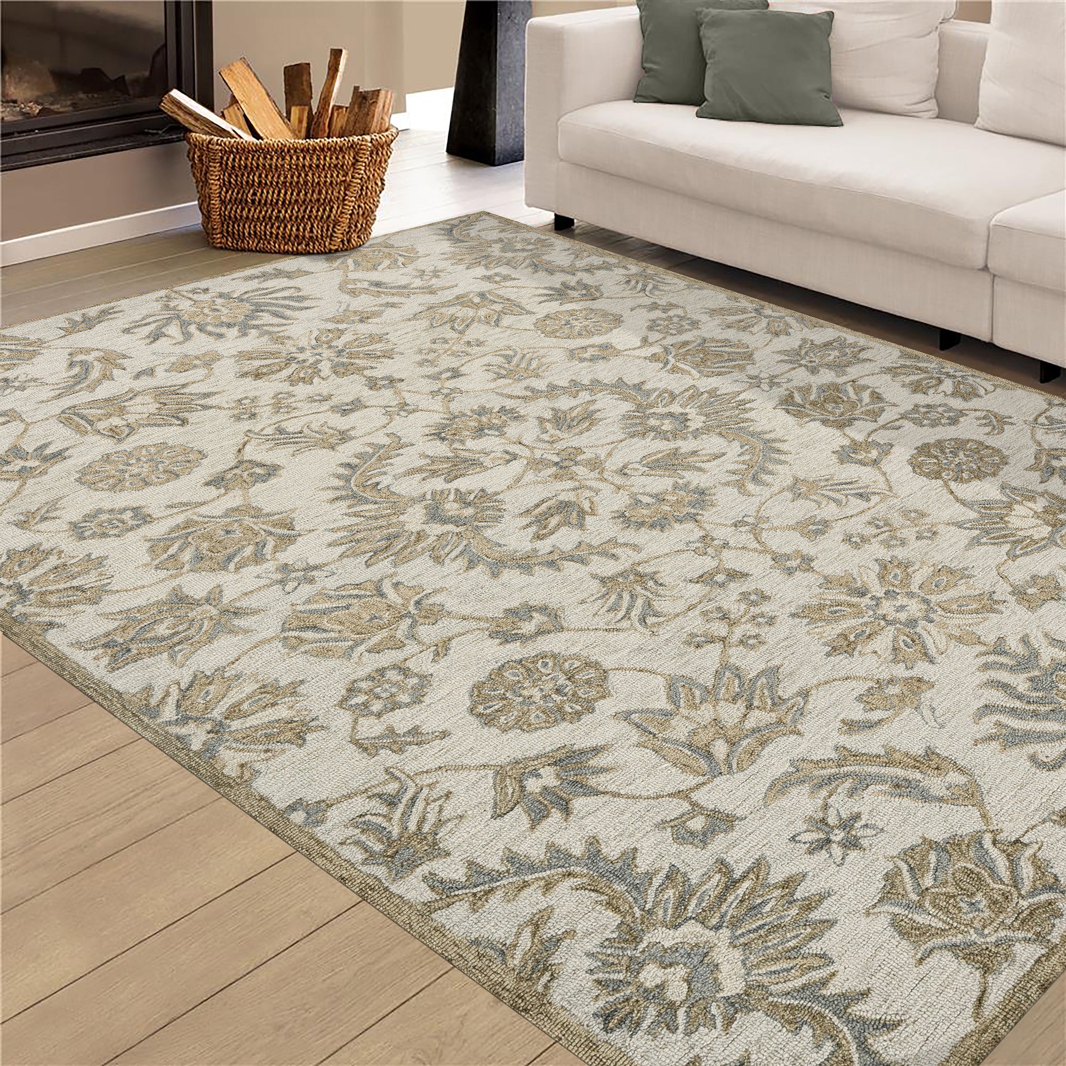 Saraswati Global Rug  Handmade Area Rug 5x8 Feet , Premium Wool, Comfortable, Anti-Skid & Anti Slip Backing Carpet , Ideal for Bedroom, Living Room, and Dining Room, Kids Room, Office.