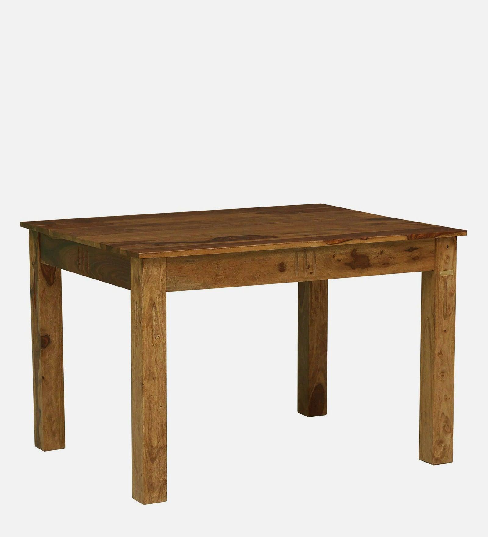 Sheesham Wood 4 Seater Dining Set In Rustic Teak Finish - Ouch Cart 