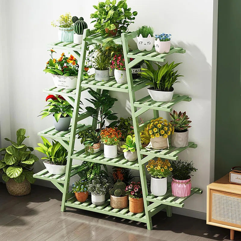 Multi-Tier Bamboo Plant Shelf Stand | 12 Tiers for Indoor & Outdoor Display
