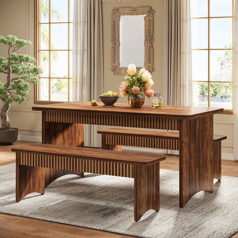 Dining Table Set for 4-6 Person, 3 Piece Kitchen Table Set