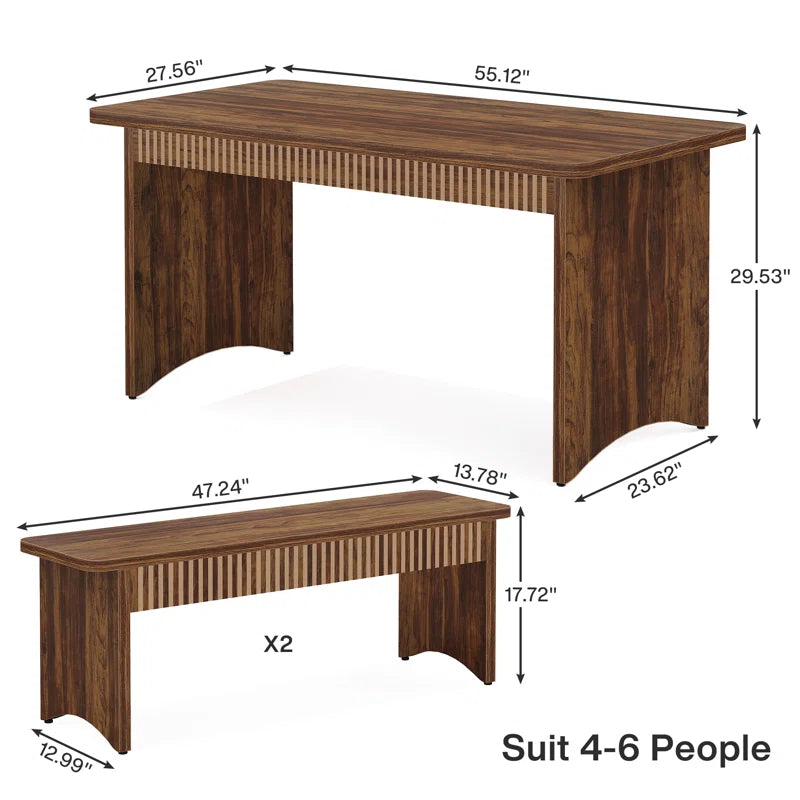 Dining Table Set for 4-6 Person, 3 Piece Kitchen Table Set